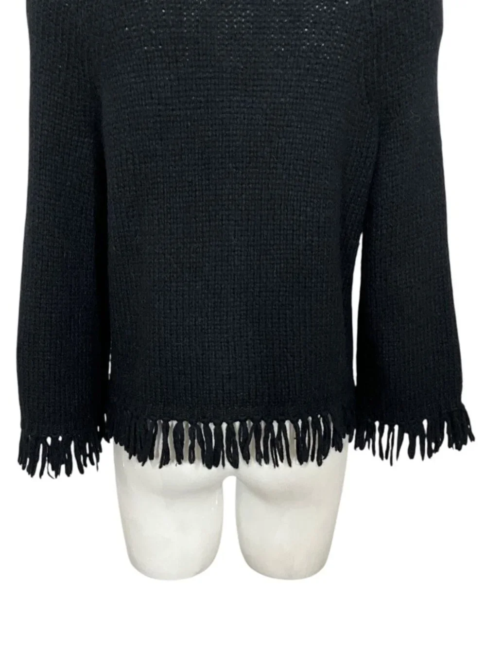 Tory Burch Turtleneck Fringe Jennifer Sweater S Black Alpaca Wool
